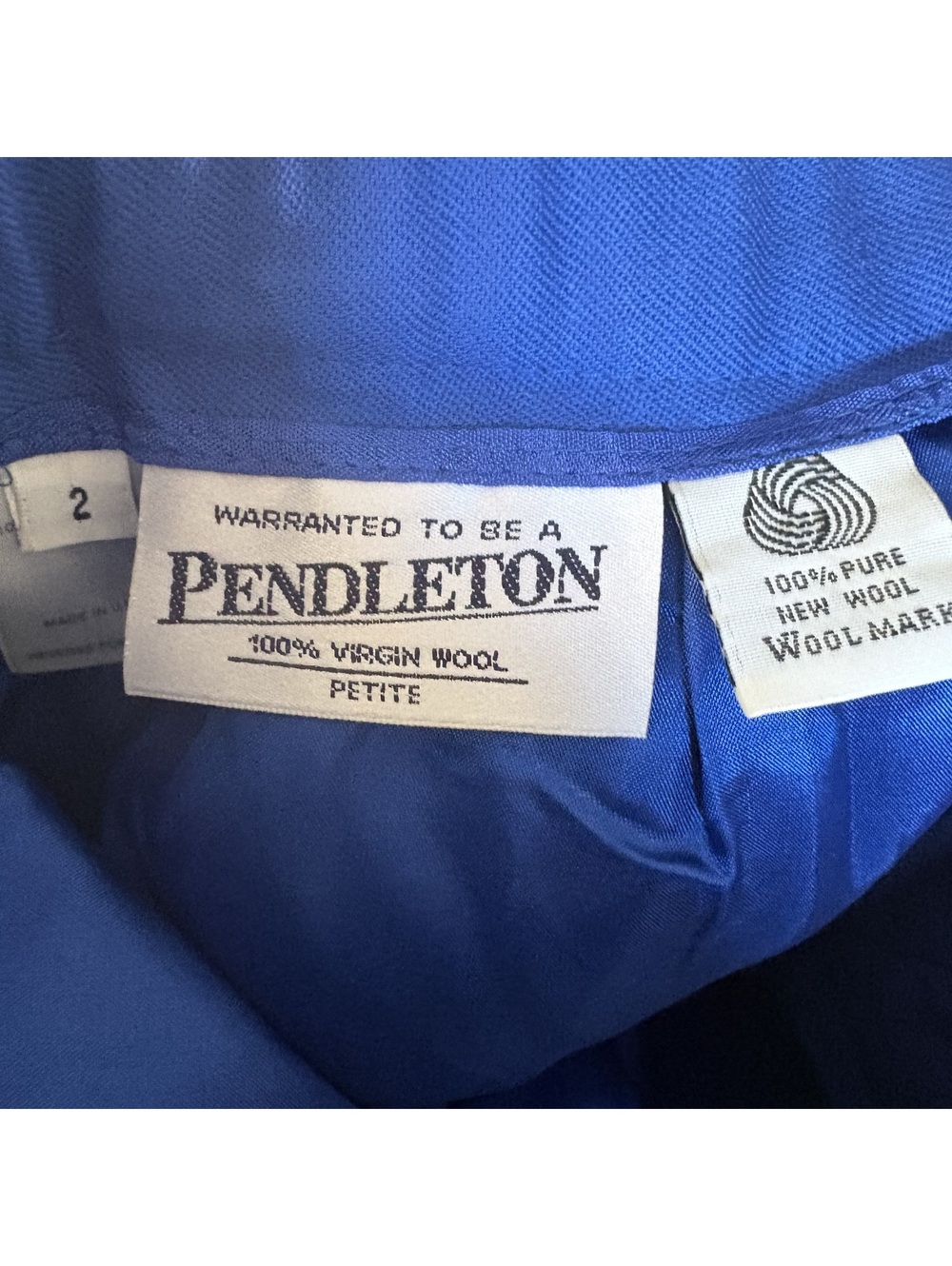 Pendleton Vintage Women's Size 2 Petite Royal Blue Virgin Wool Midi Pencil Skirt - Picture 3 of 3